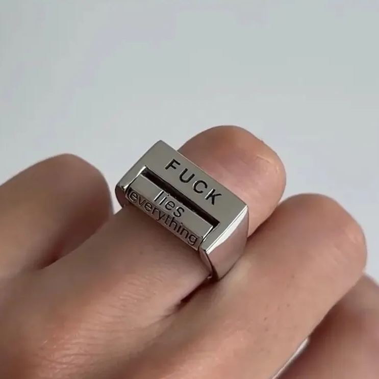 Rotatable Funny FUCK Mood Control Ring