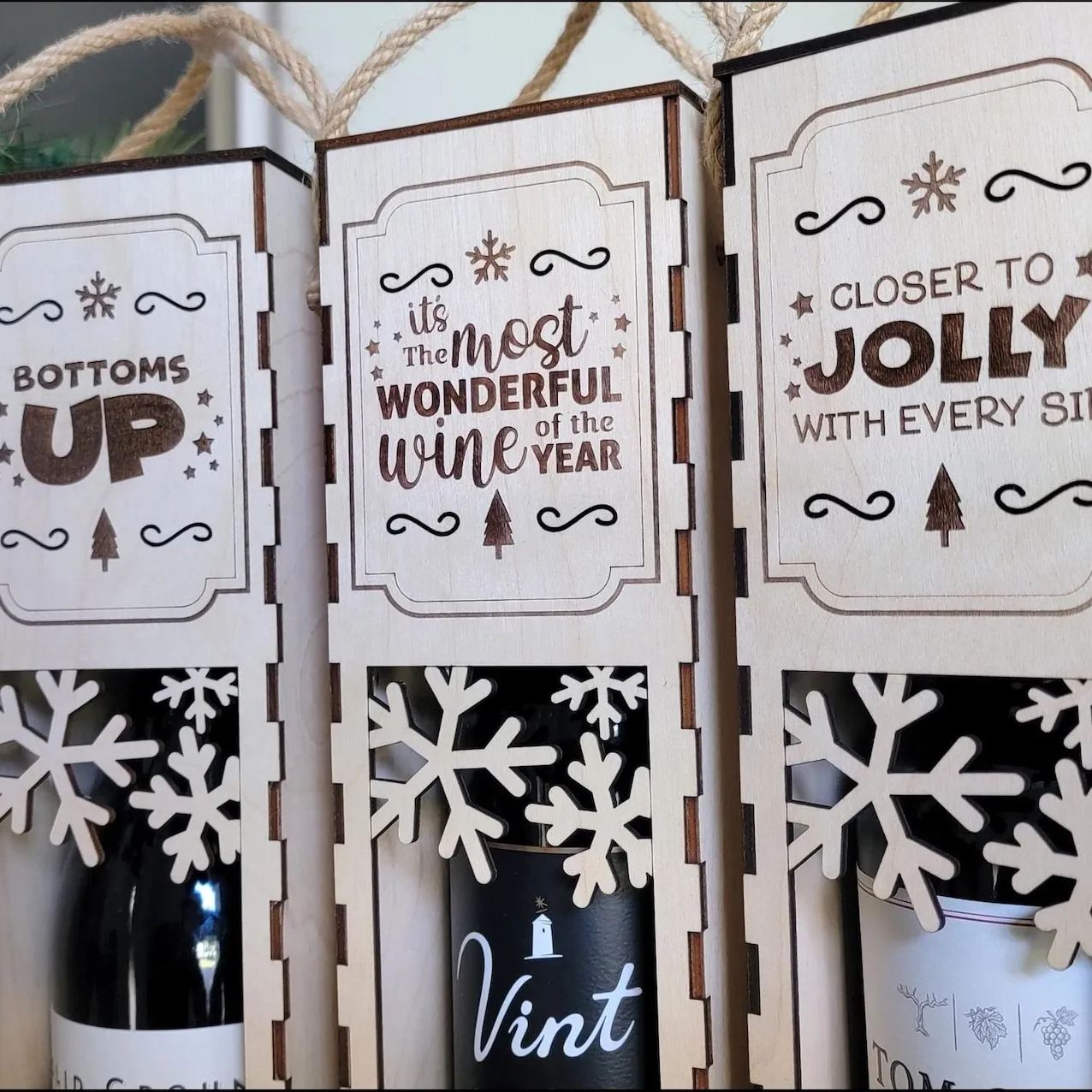 Christmas Funny Wooden Wine Box