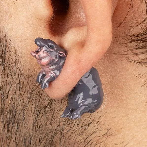 😍Moo Deng Hippo Earrings - Playful Charm in Every Detail