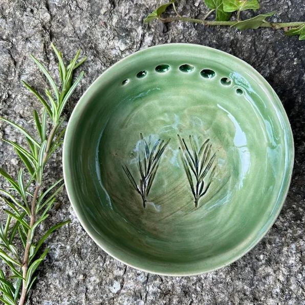 Handmade Ceramic Herb Stripper Bowl - A Beautifully Functional Kitchen Tool
