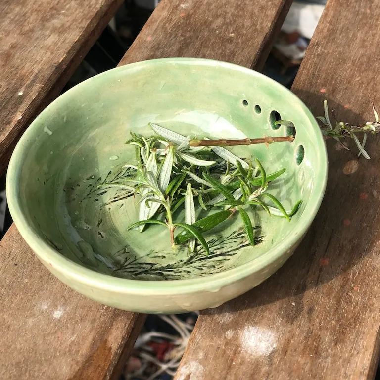 Handmade Ceramic Herb Stripper Bowl - A Beautifully Functional Kitchen Tool