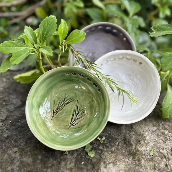 Handmade Ceramic Herb Stripper Bowl - A Beautifully Functional Kitchen Tool