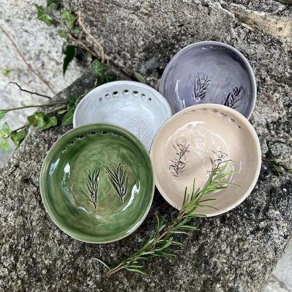 Handmade Ceramic Herb Stripper Bowl - A Beautifully Functional Kitchen Tool