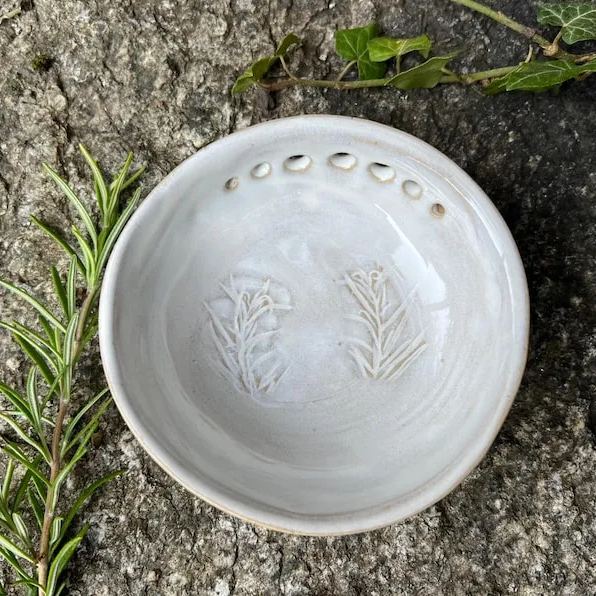 Handmade Ceramic Herb Stripper Bowl - A Beautifully Functional Kitchen Tool