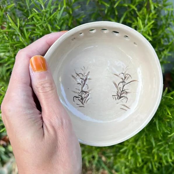 Handmade Ceramic Herb Stripper Bowl - A Beautifully Functional Kitchen Tool