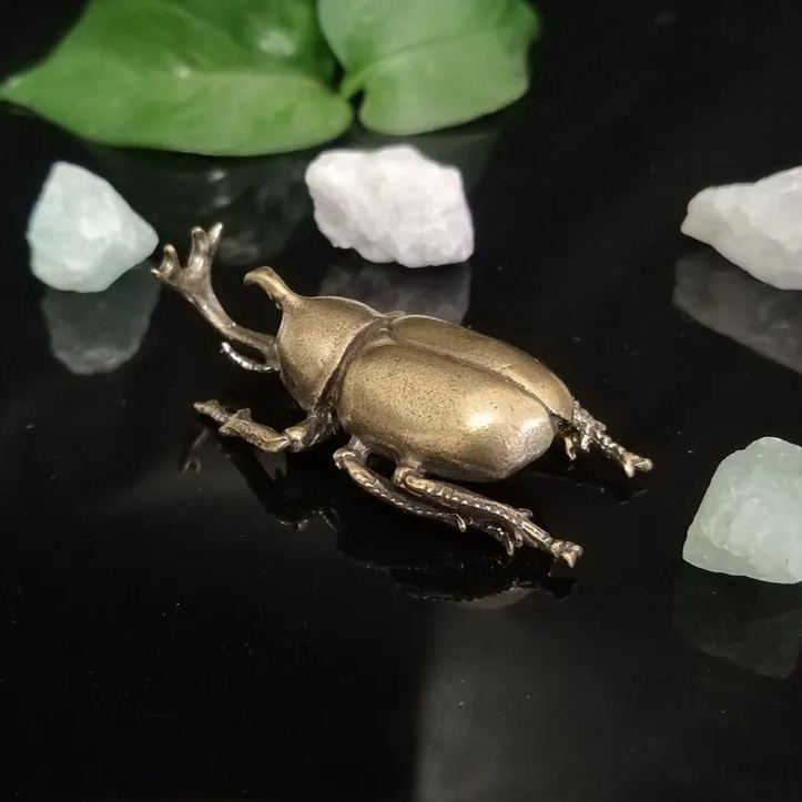 🪲Vintage Brass Statues Miniature Beetle Statue