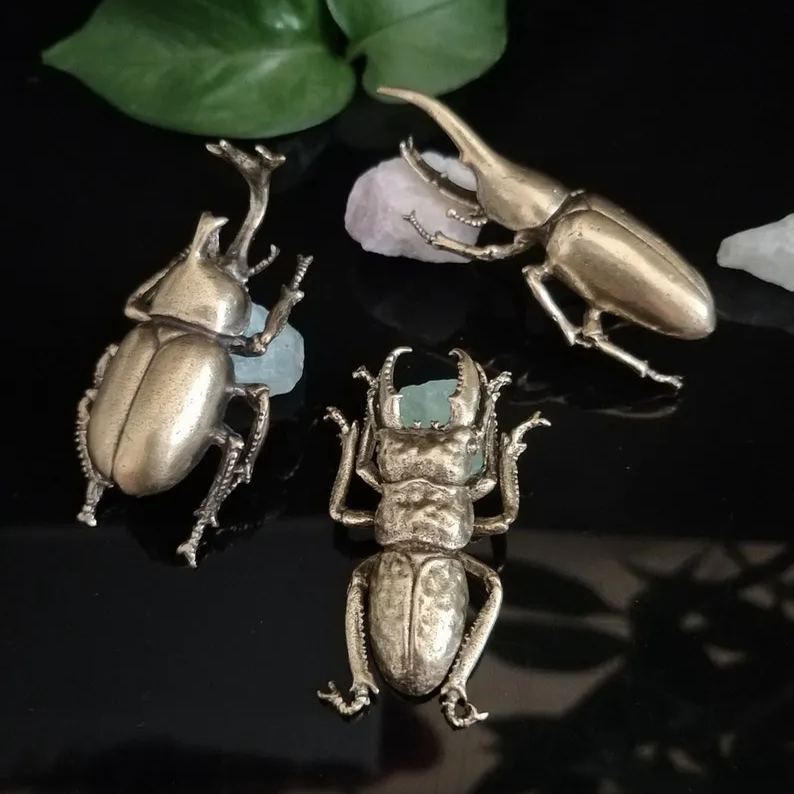 🪲Vintage Brass Statues Miniature Beetle Statue