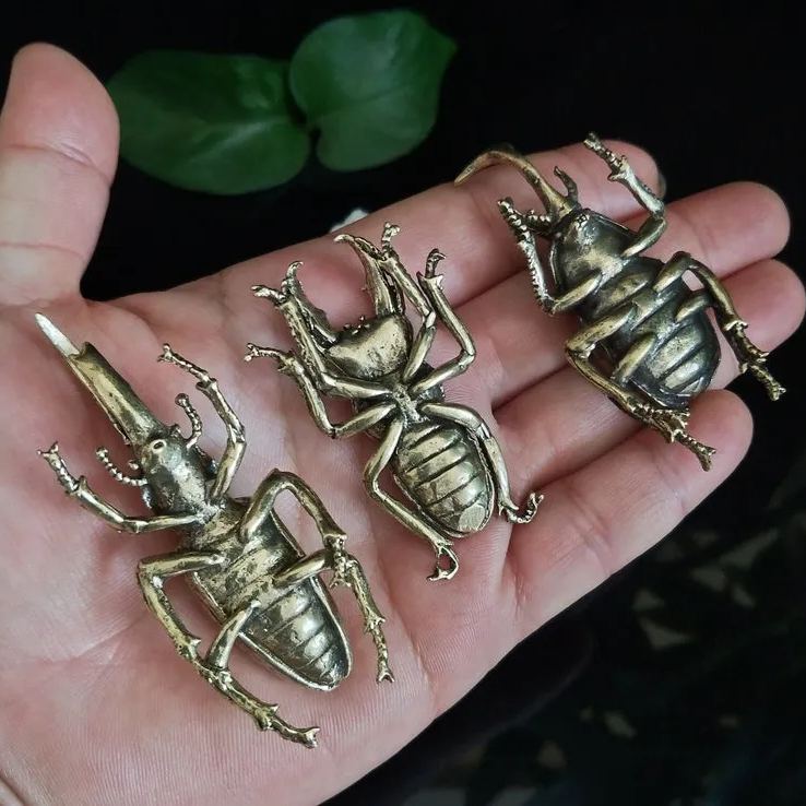 🪲Vintage Brass Statues Miniature Beetle Statue