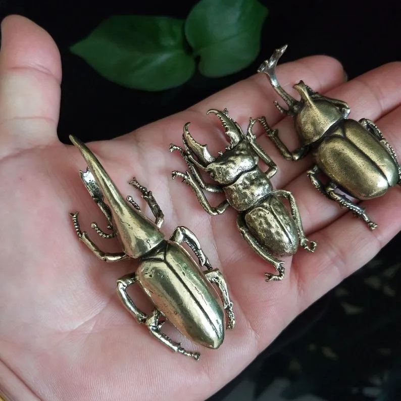 🪲Vintage Brass Statues Miniature Beetle Statue