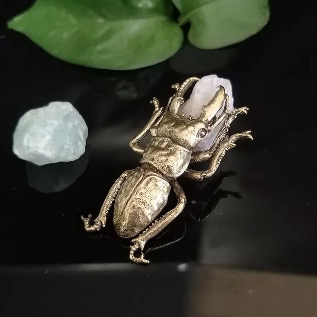 🪲Vintage Brass Statues Miniature Beetle Statue