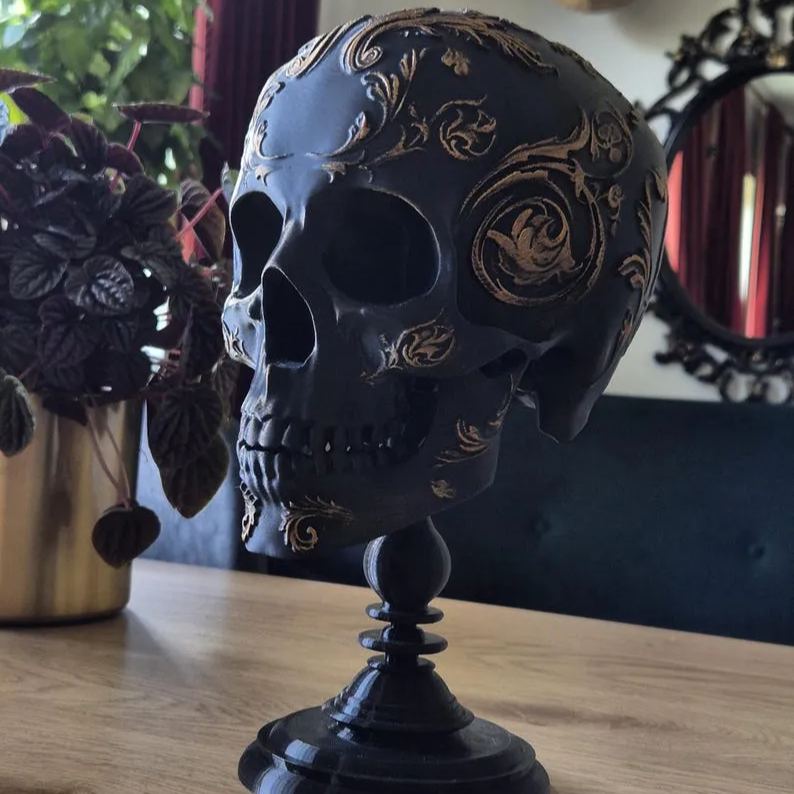 💀Gothic Baroque Victorian Filigree Skull🎁Buy 2 Free Shipping