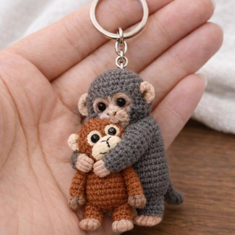 Crochet Punch Monkey Keychain