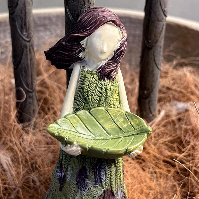 Garden Girl Sculpture: Bee & Butterfly Water Feeder