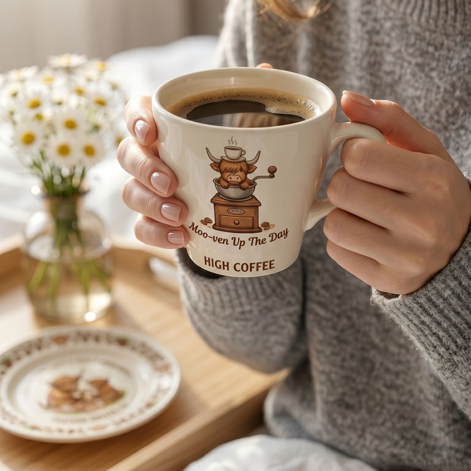 🐮☕ Highland Cow Coffee Mug & Plate Set