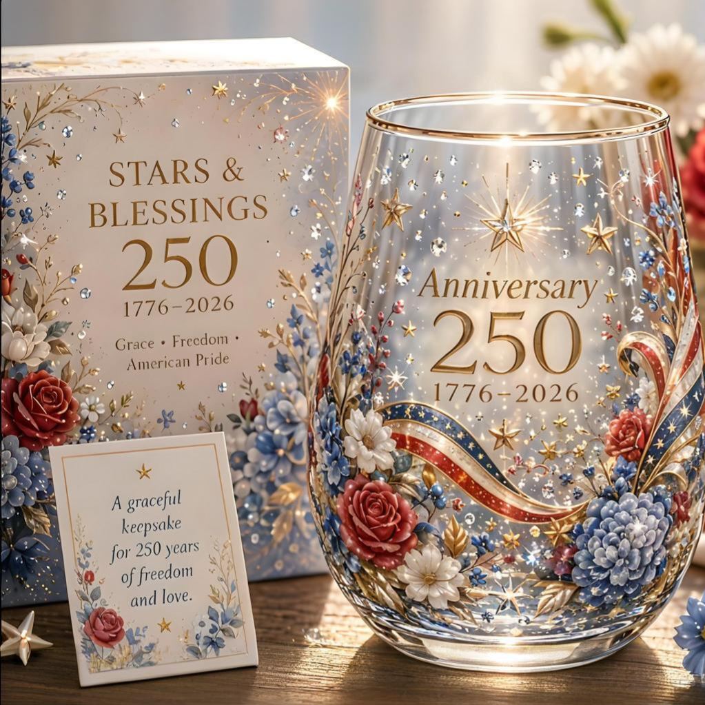 🇺🇸 250th Anniversary Commemorative Glass – A Toast to 250 Years of Freedom