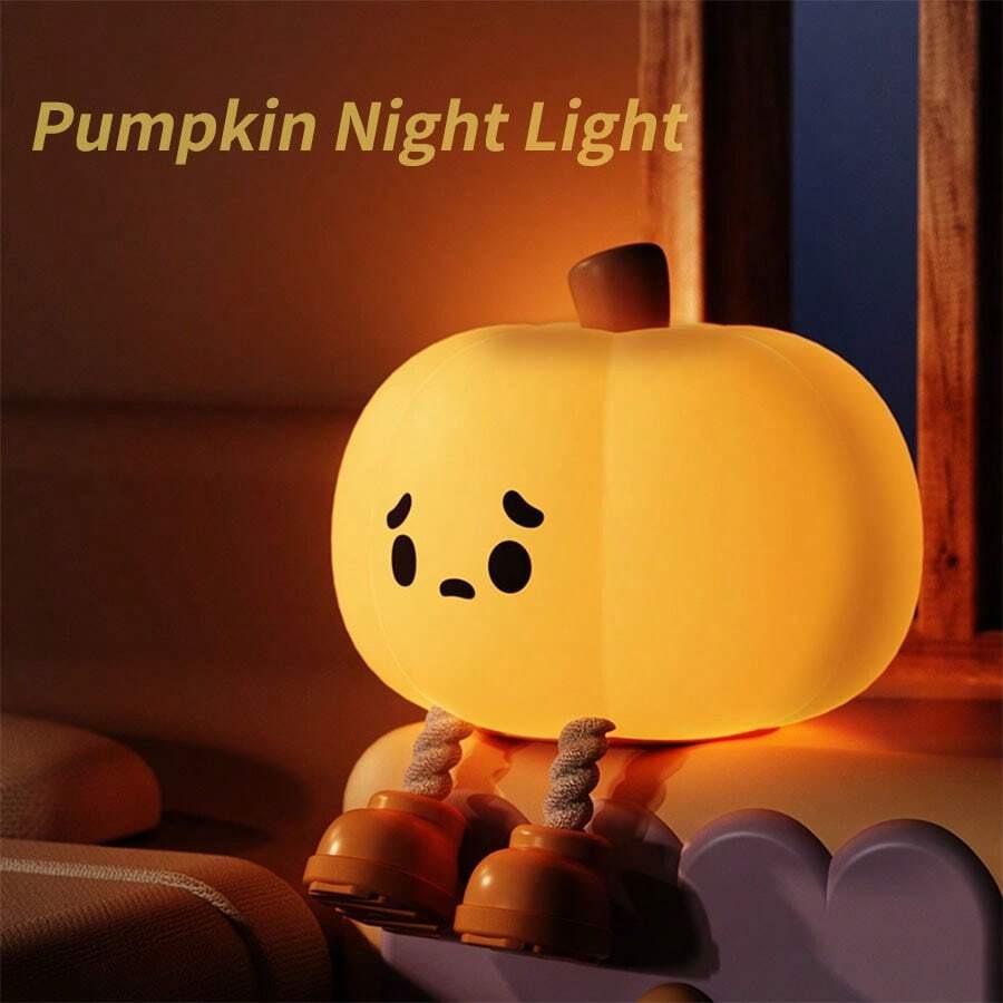 💡Cute Pumpkin Night Light Silicone LED Lamp