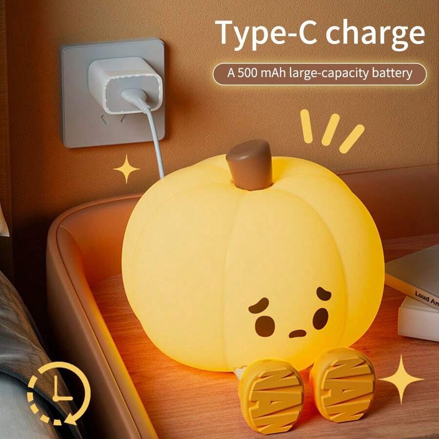 💡Cute Pumpkin Night Light Silicone LED Lamp