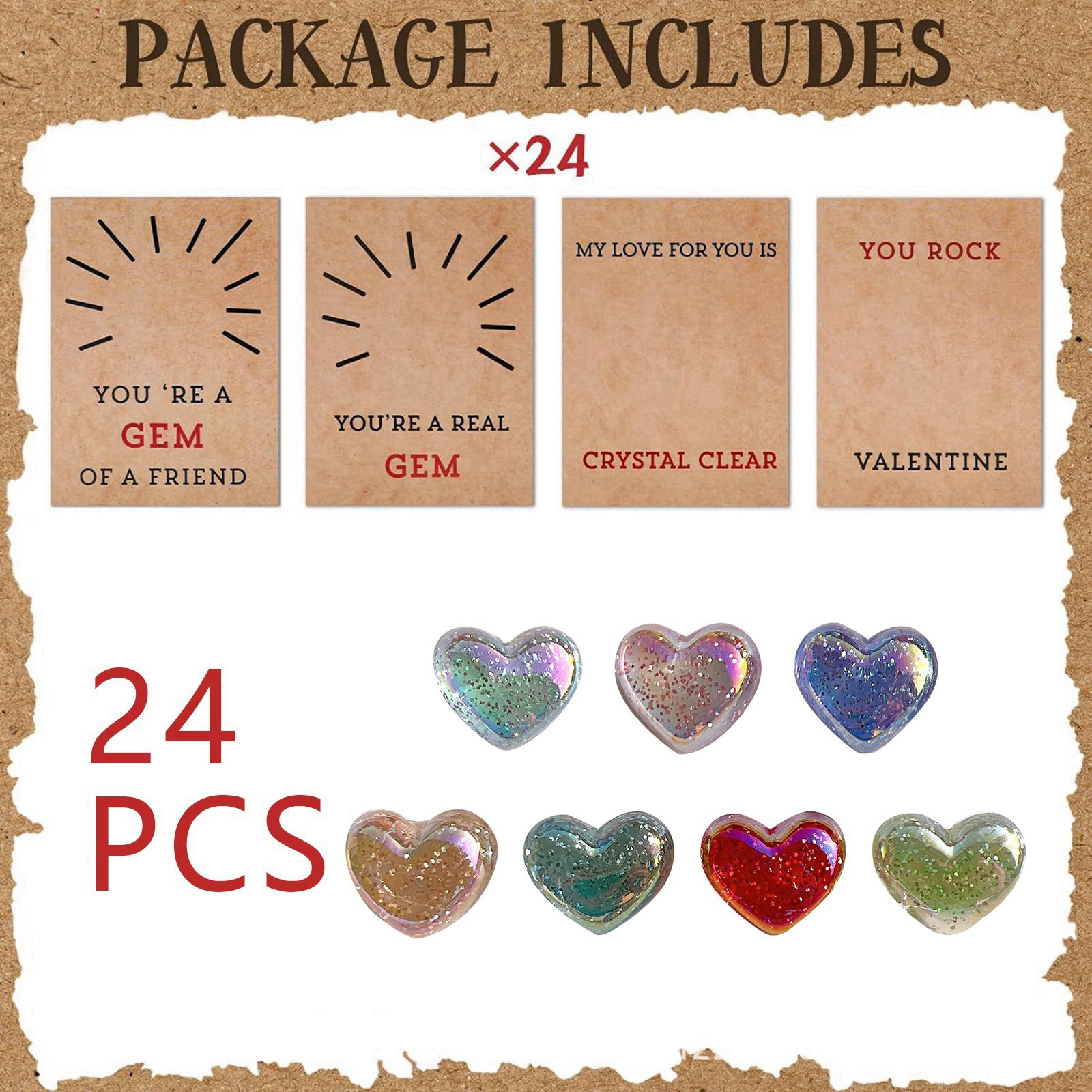 💓24 Packs Valentines Cards with Heart-Valentines Day Gifts for Kids