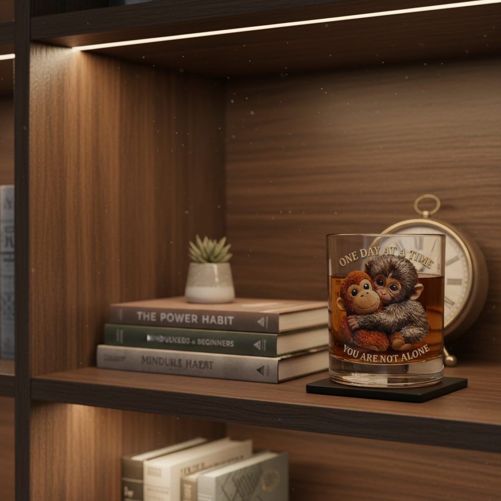 🐒 Punch the Monkey Comfort Whiskey Glass – You Are Not Alone Edition
