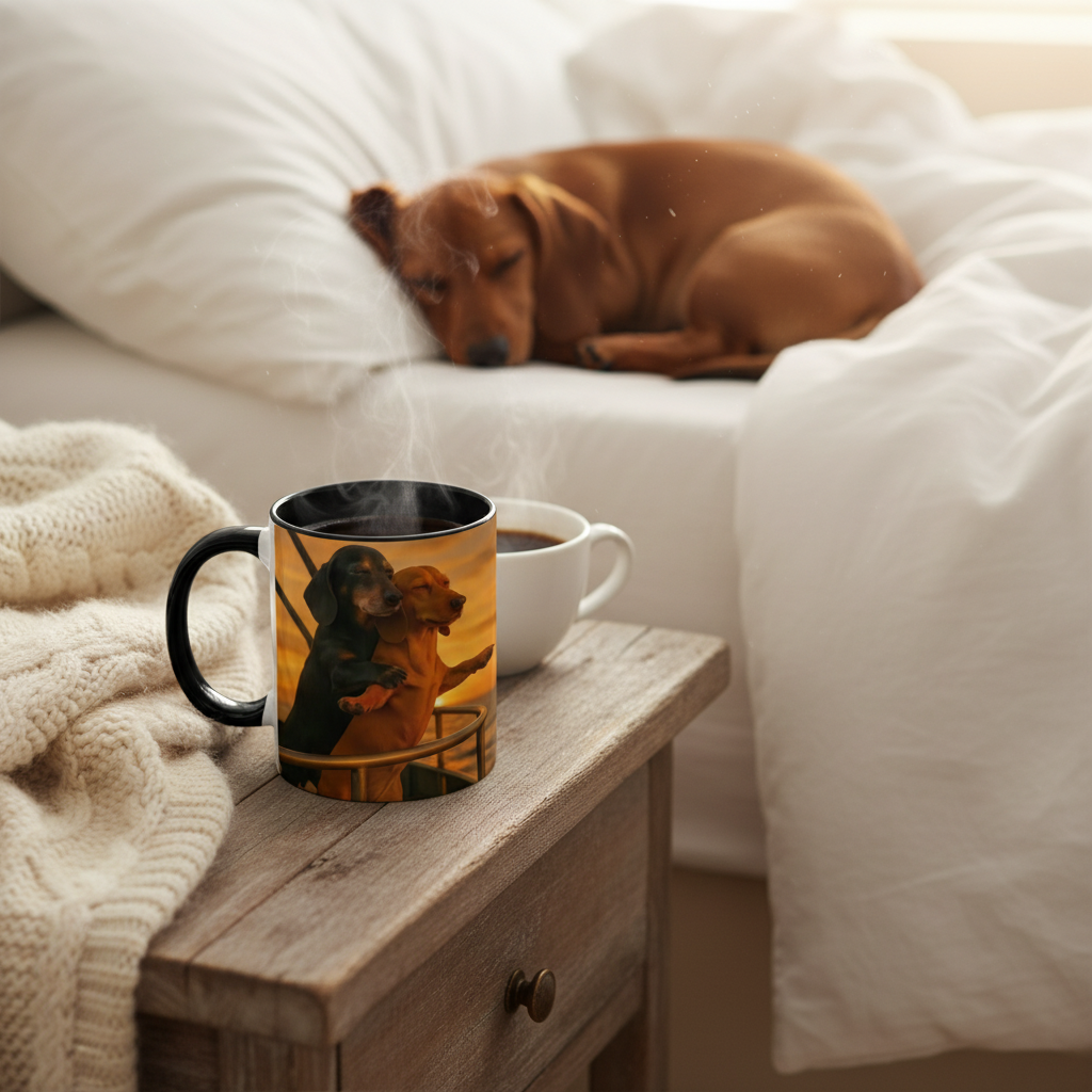 Couple Dachshund Love Mug – Cute Ceramic Coffee Cup for Dog Lovers