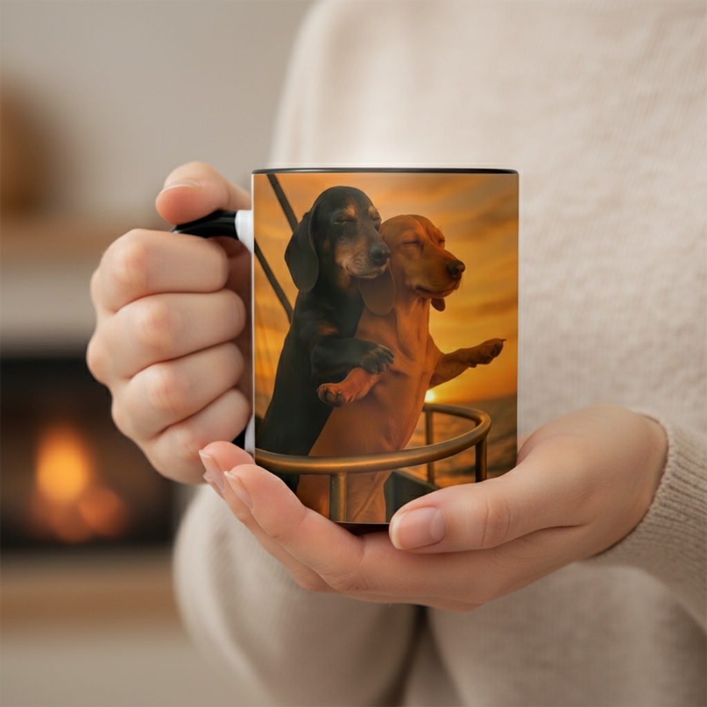 Couple Dachshund Love Mug – Cute Ceramic Coffee Cup for Dog Lovers