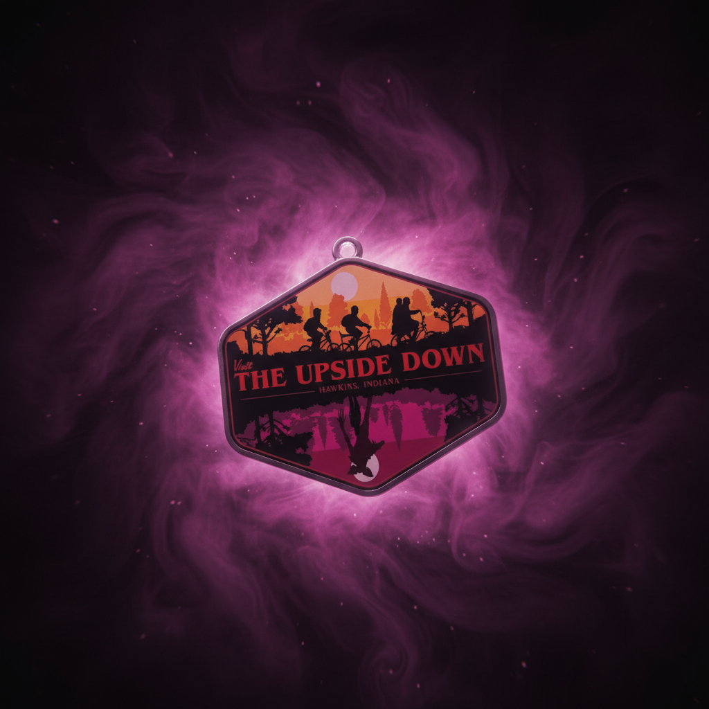 🔦 "Visit The Upside Down" Retro Charm / Keychain