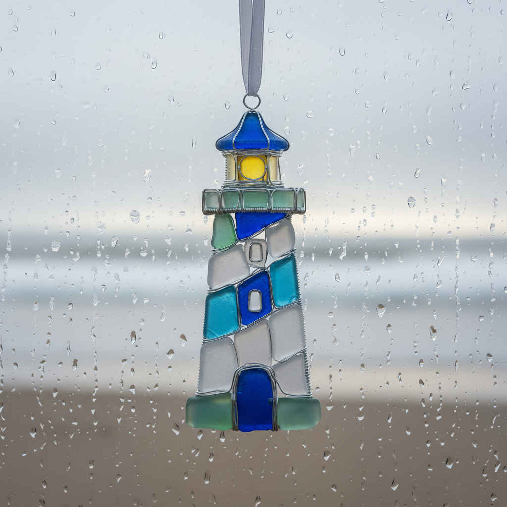 Sea Glass Lighthouse Ornament