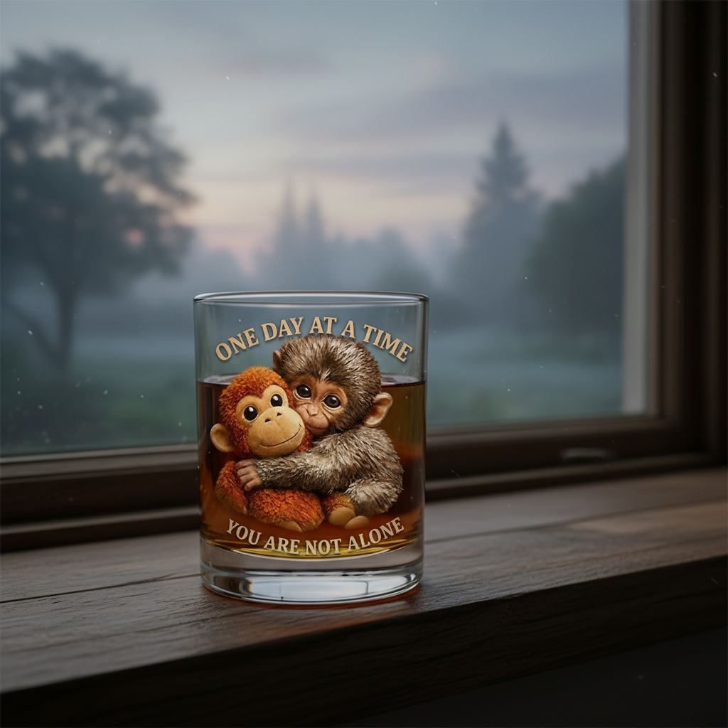 🐒 Punch the Monkey Comfort Whiskey Glass – You Are Not Alone Edition