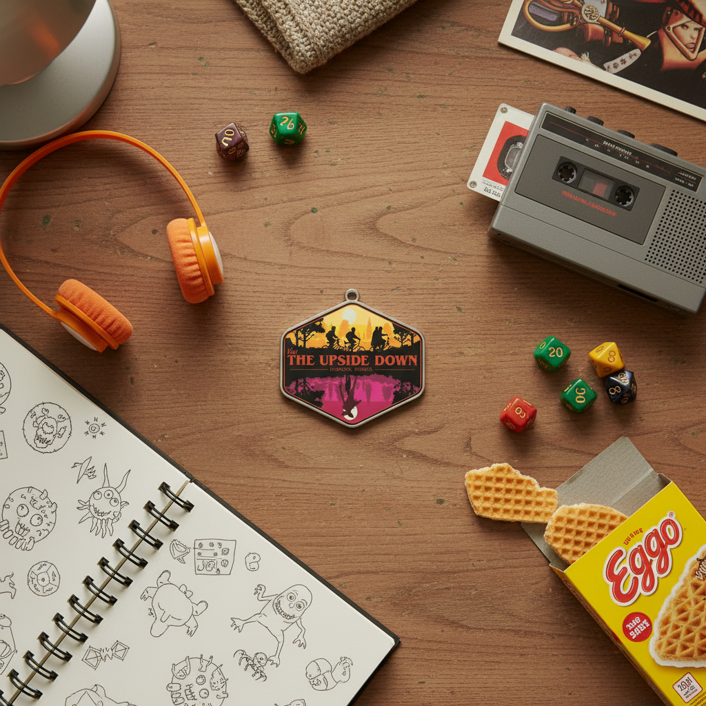 🔦 "Visit The Upside Down" Retro Charm / Keychain