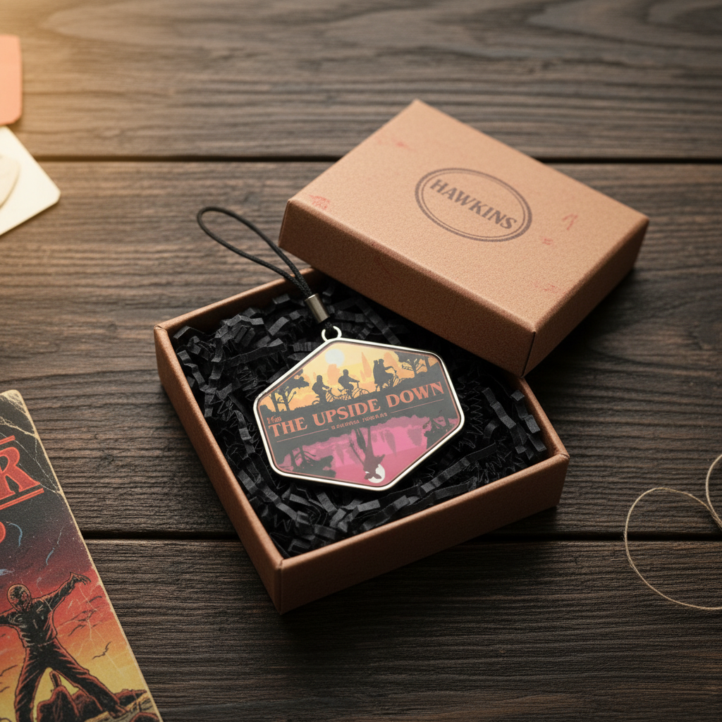 🔦 "Visit The Upside Down" Retro Charm / Keychain