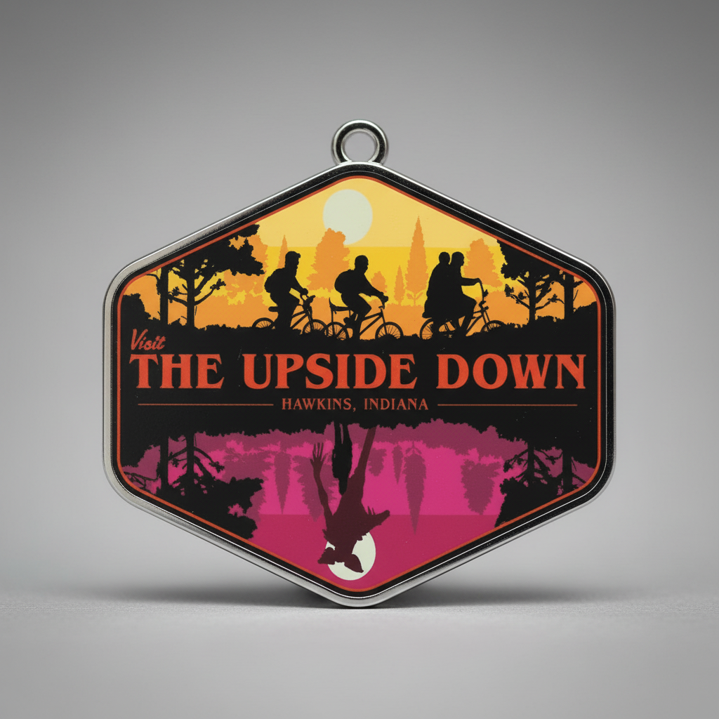 🔦 "Visit The Upside Down" Retro Charm / Keychain