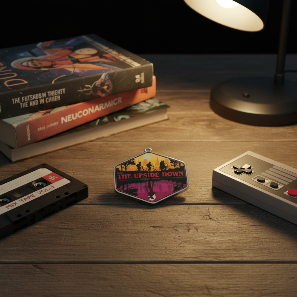 🔦 "Visit The Upside Down" Retro Charm / Keychain