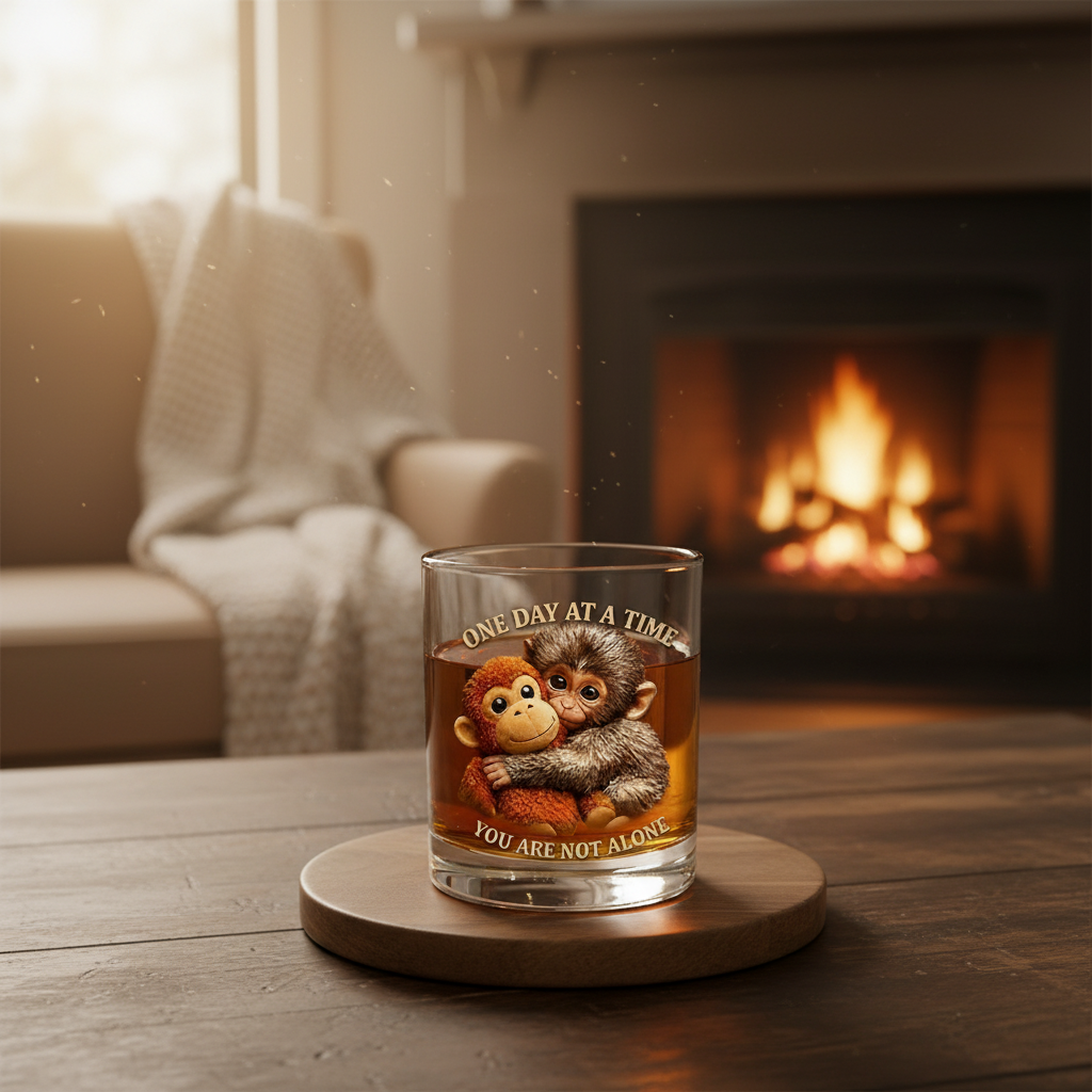🐒 Punch the Monkey Comfort Whiskey Glass – You Are Not Alone Edition