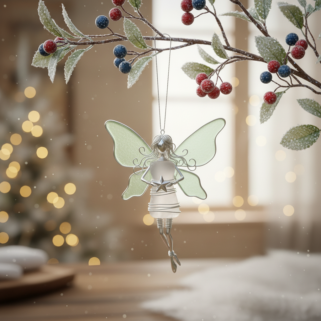Fairy with Star Sea Glass Ornament