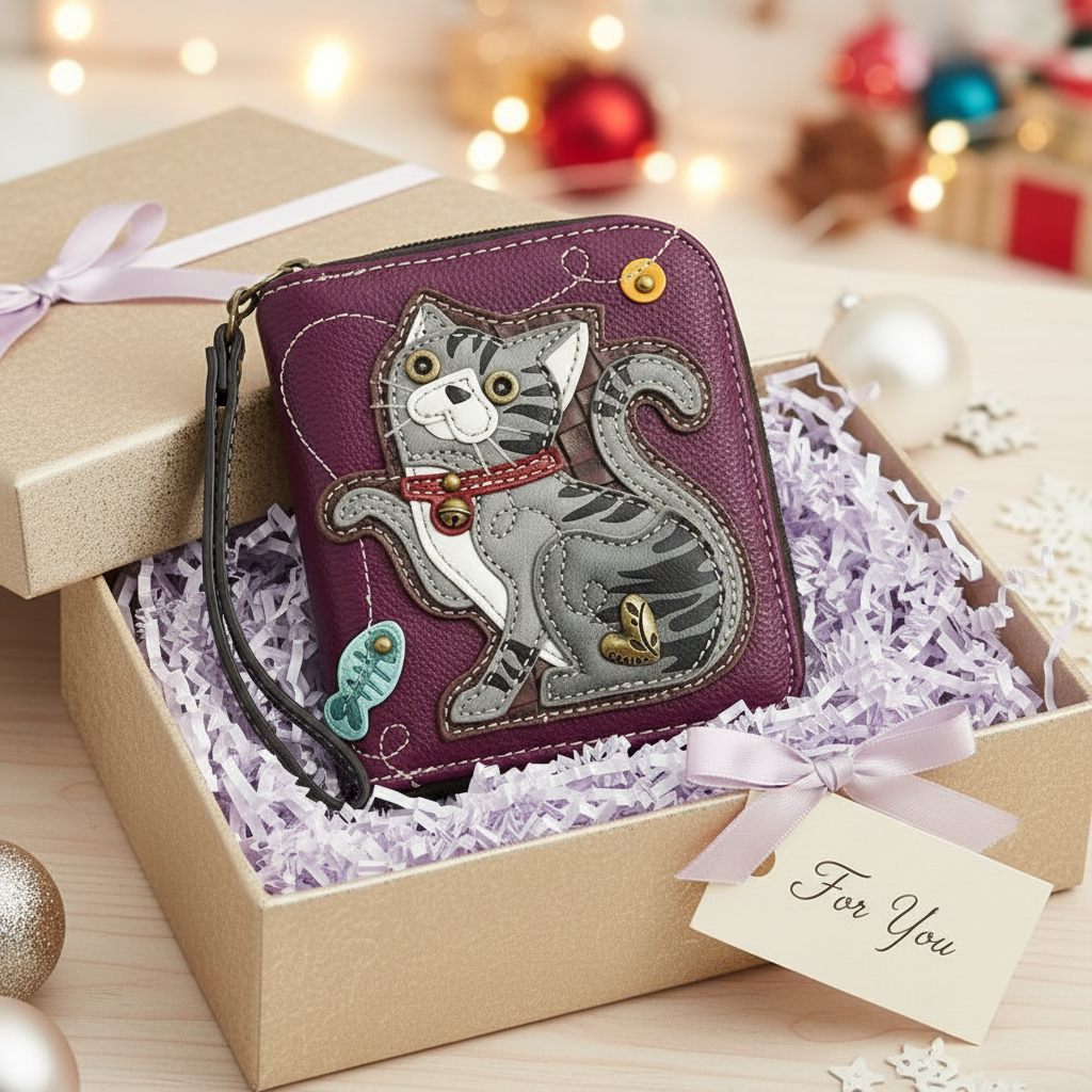 🐾 Zip Around Wallet – Gray Tabby Cat