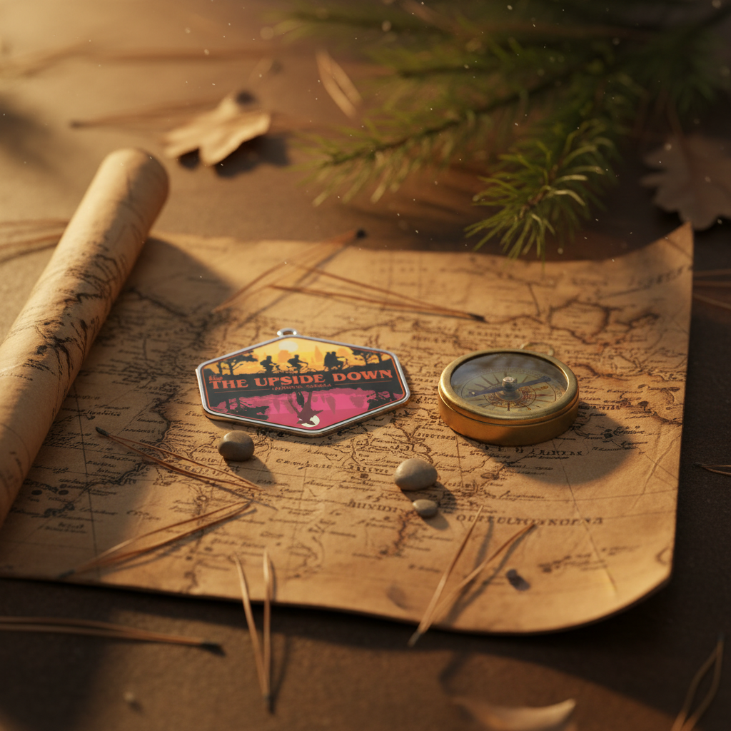 🔦 "Visit The Upside Down" Retro Charm / Keychain