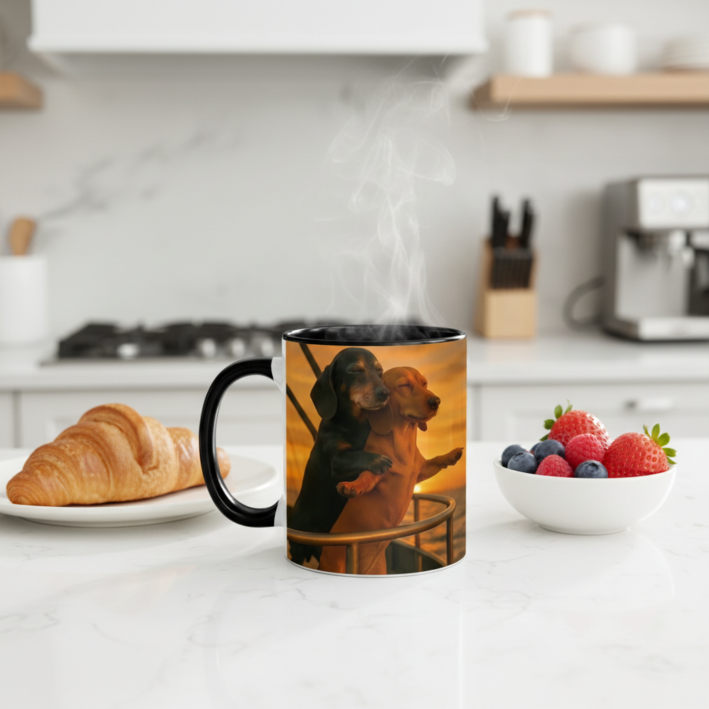 Couple Dachshund Love Mug – Cute Ceramic Coffee Cup for Dog Lovers