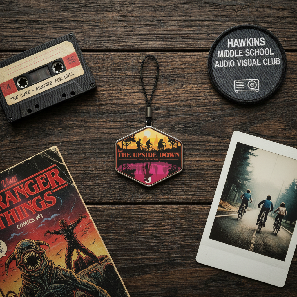🔦 "Visit The Upside Down" Retro Charm / Keychain