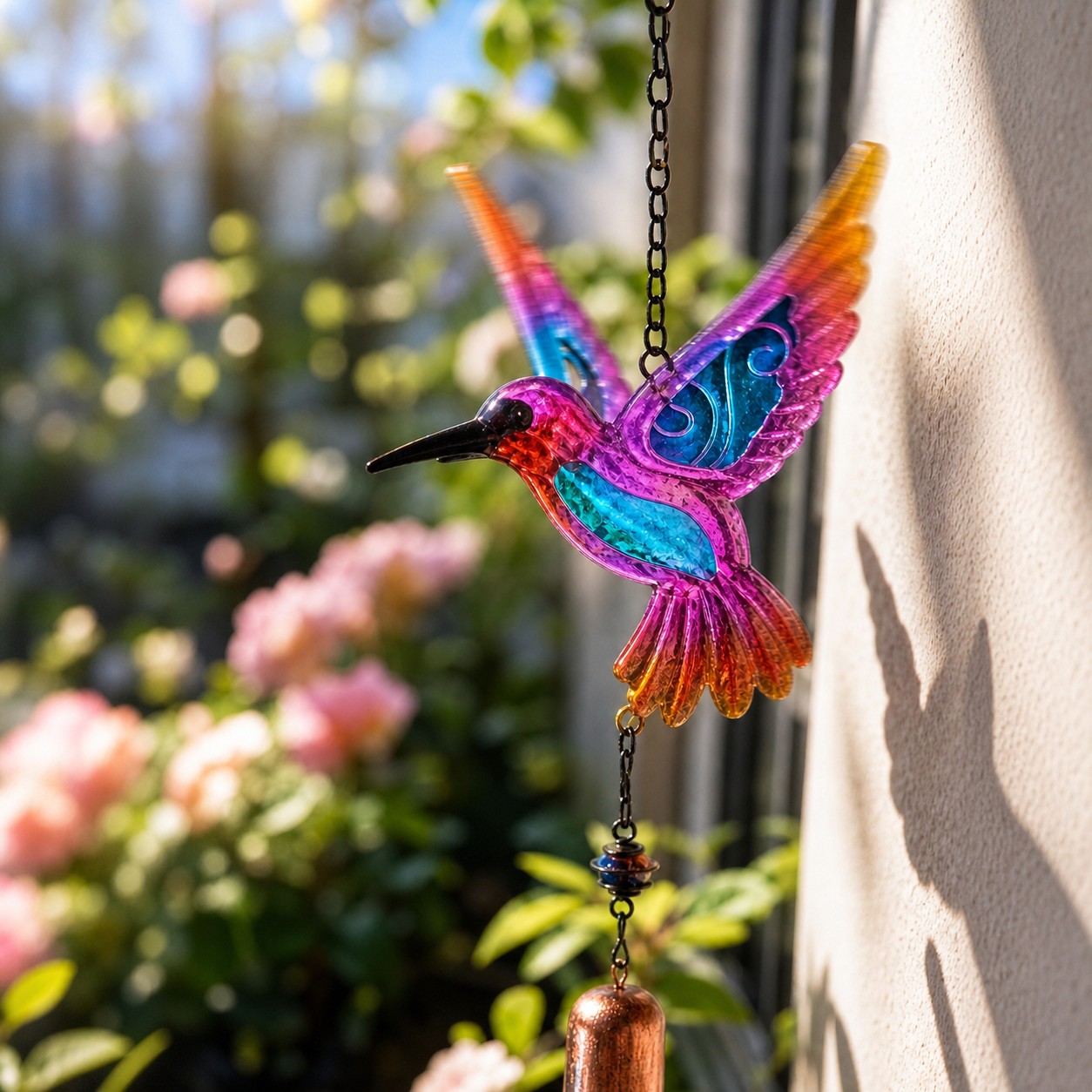 🌈 Stained Glass Hummingbird Wind Chime