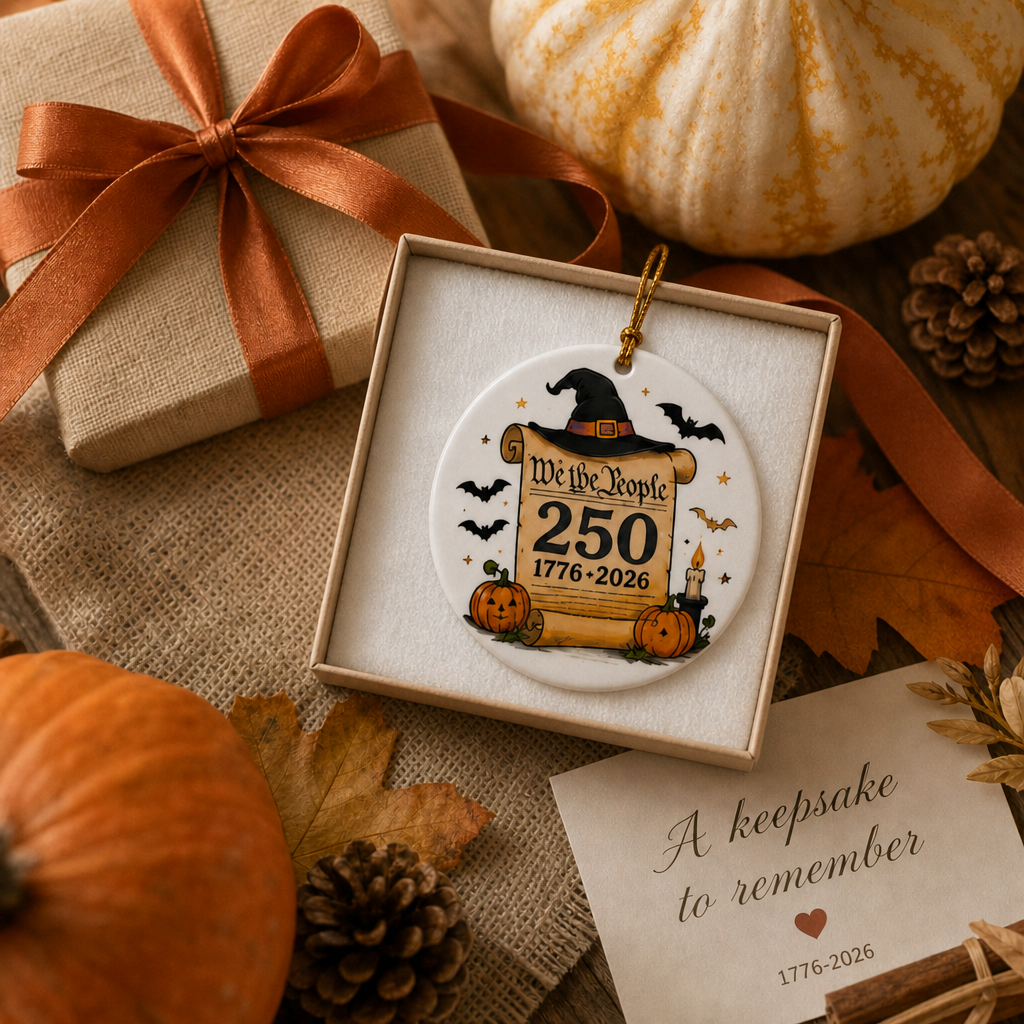 🎃🦅Limited Ceramic Keepsake Ornament - Where Halloween Magic Meets a Historic American Celebration