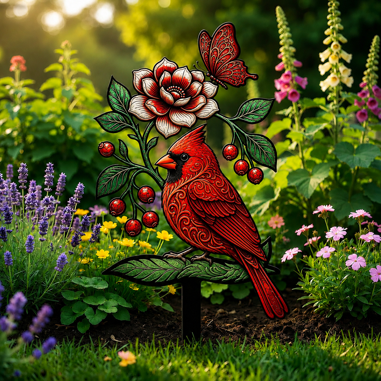 🐦Cardinal Art Garden Stake