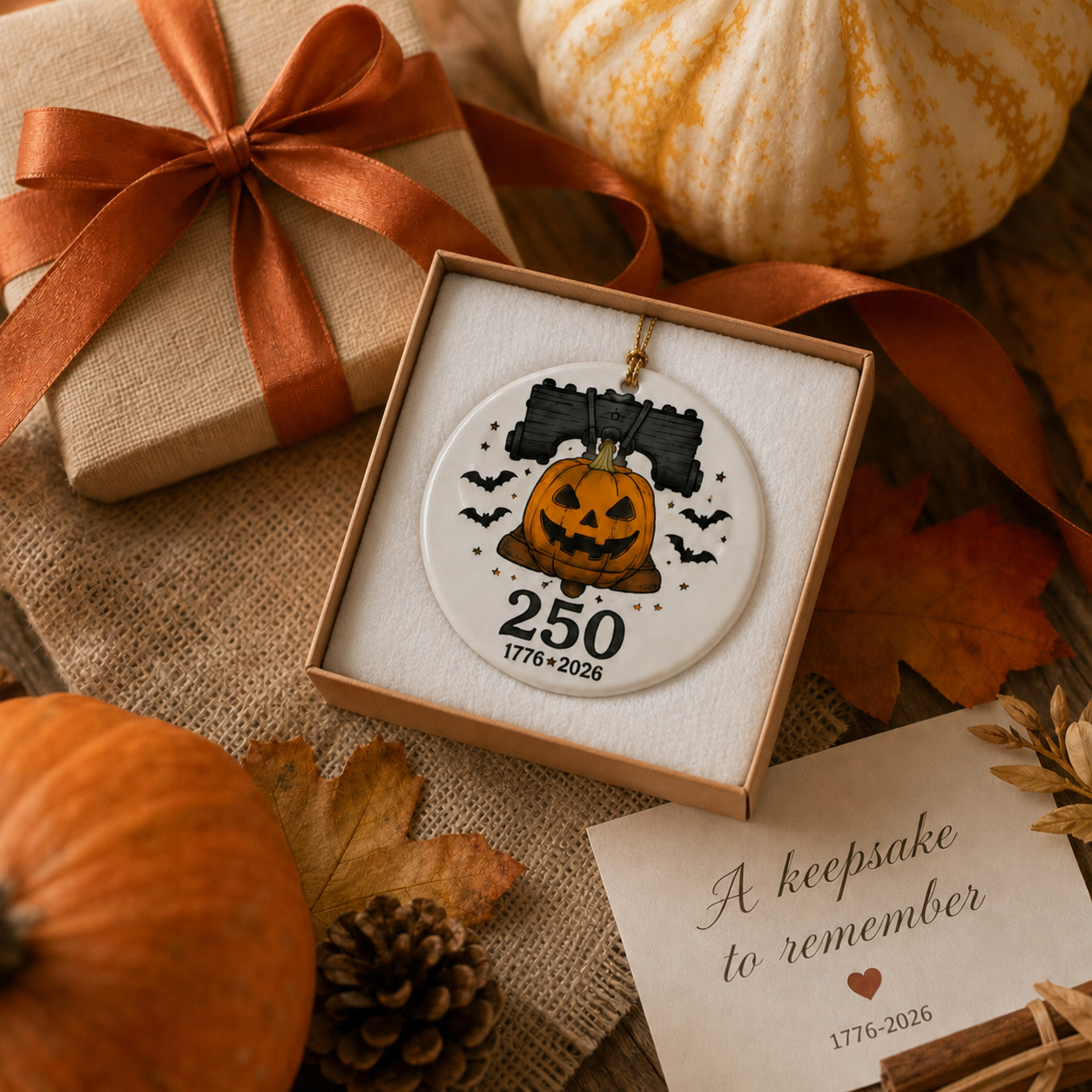 🎃🦅Limited Ceramic Keepsake Ornament - Where Halloween Magic Meets a Historic American Celebration