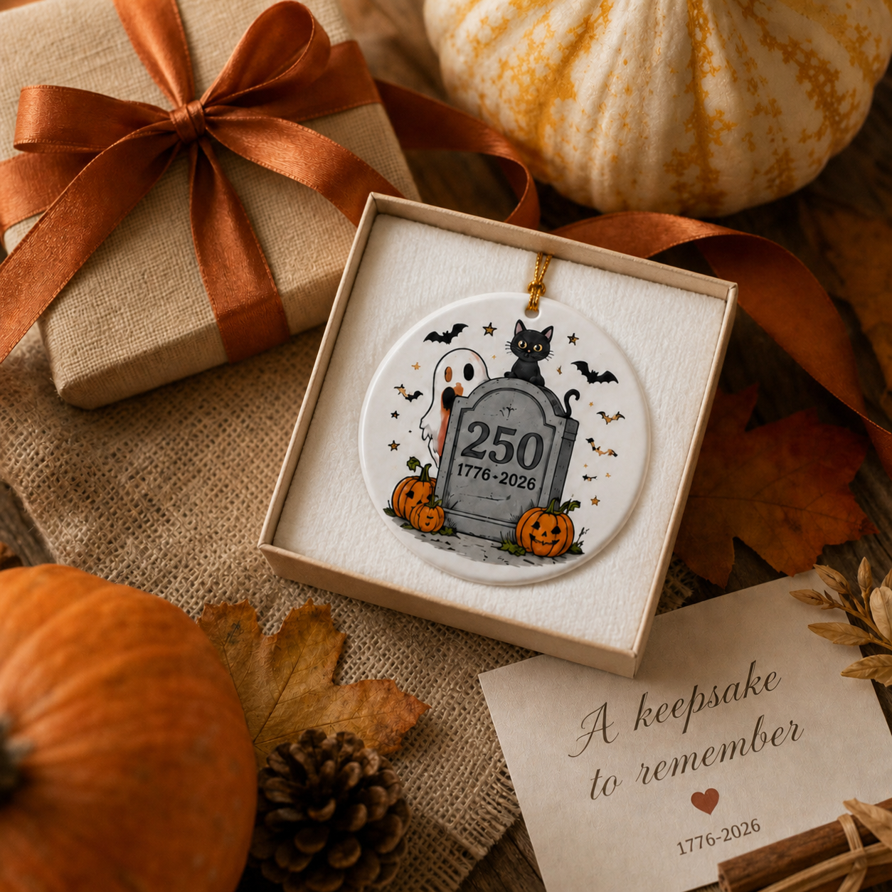 🎃🦅Limited Ceramic Keepsake Ornament - Where Halloween Magic Meets a Historic American Celebration