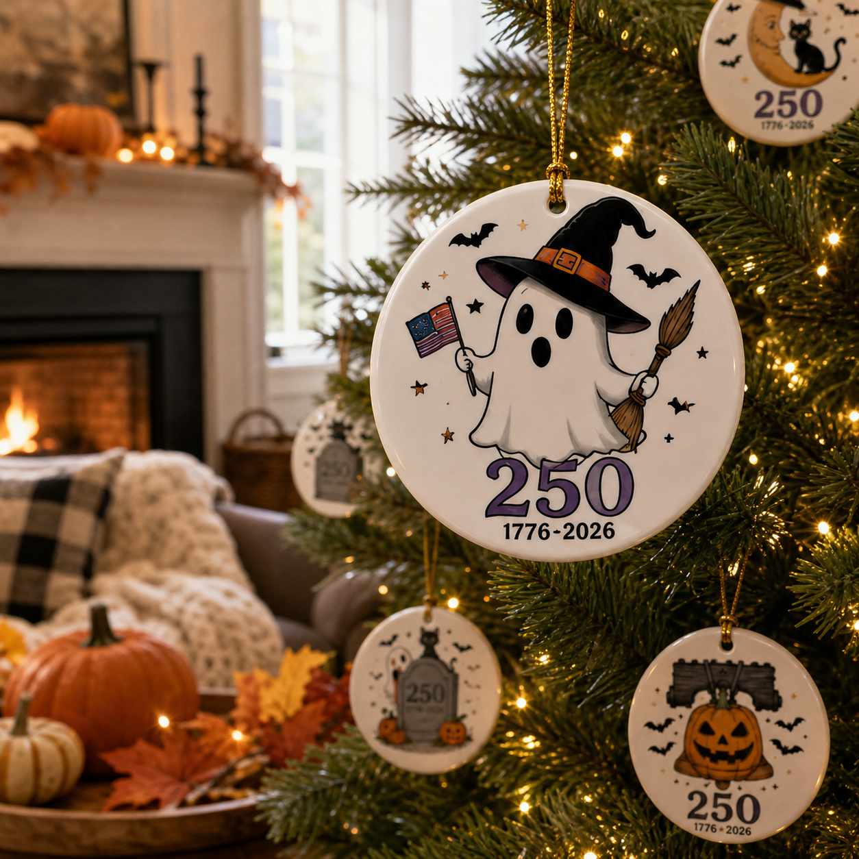 🎃🦅Limited Ceramic Keepsake Ornament - Where Halloween Magic Meets a Historic American Celebration
