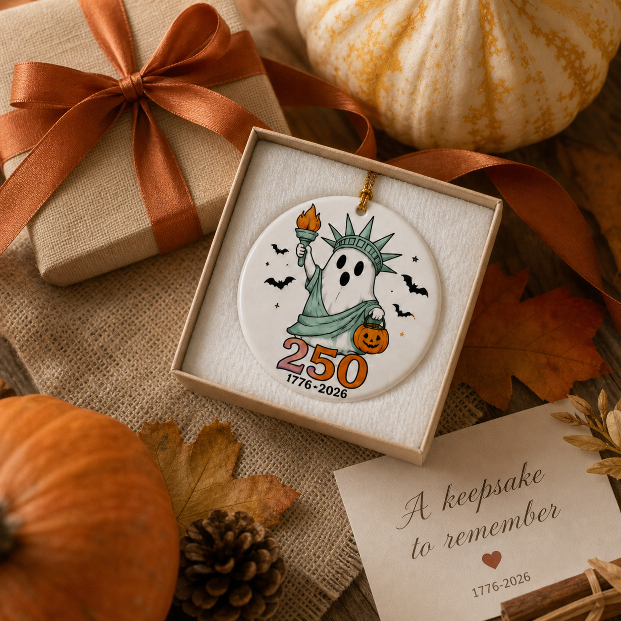 🎃🦅Limited Ceramic Keepsake Ornament - Where Halloween Magic Meets a Historic American Celebration