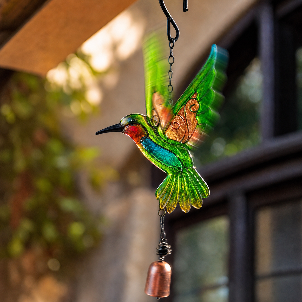 🌈 Stained Glass Hummingbird Wind Chime