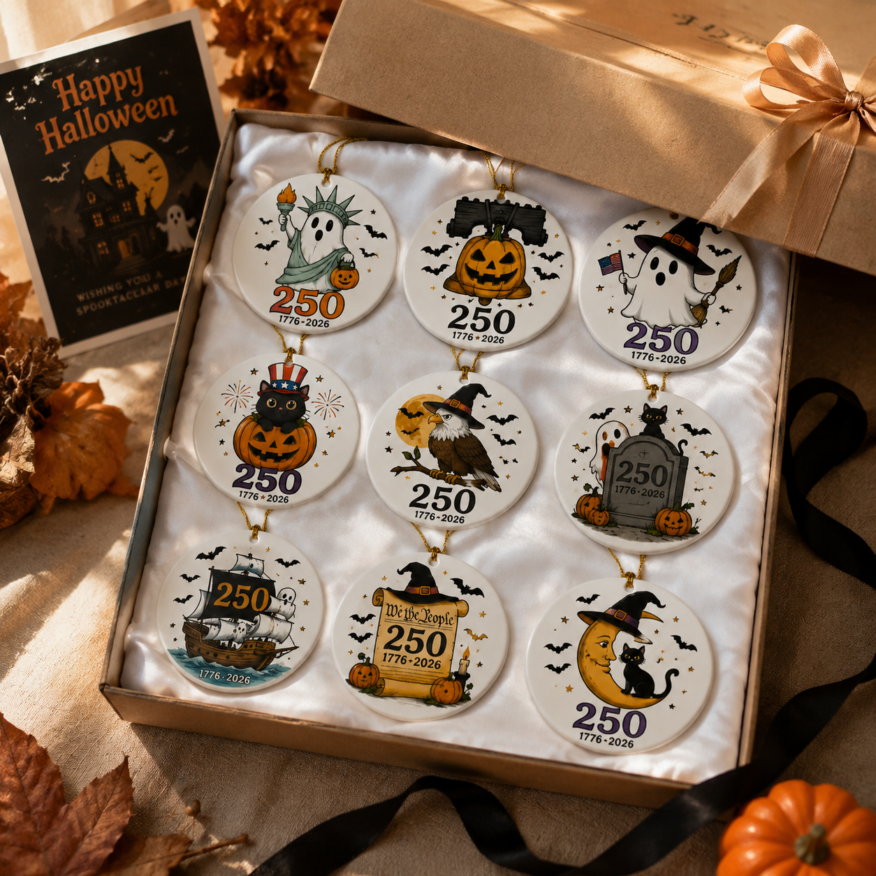 🎃🦅Limited Ceramic Keepsake Ornament - Where Halloween Magic Meets a Historic American Celebration