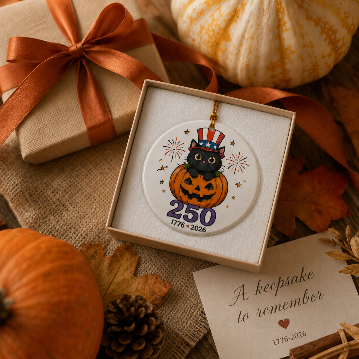🎃🦅Limited Ceramic Keepsake Ornament - Where Halloween Magic Meets a Historic American Celebration