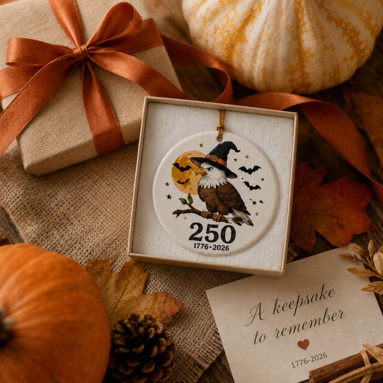 🎃🦅Limited Ceramic Keepsake Ornament - Where Halloween Magic Meets a Historic American Celebration