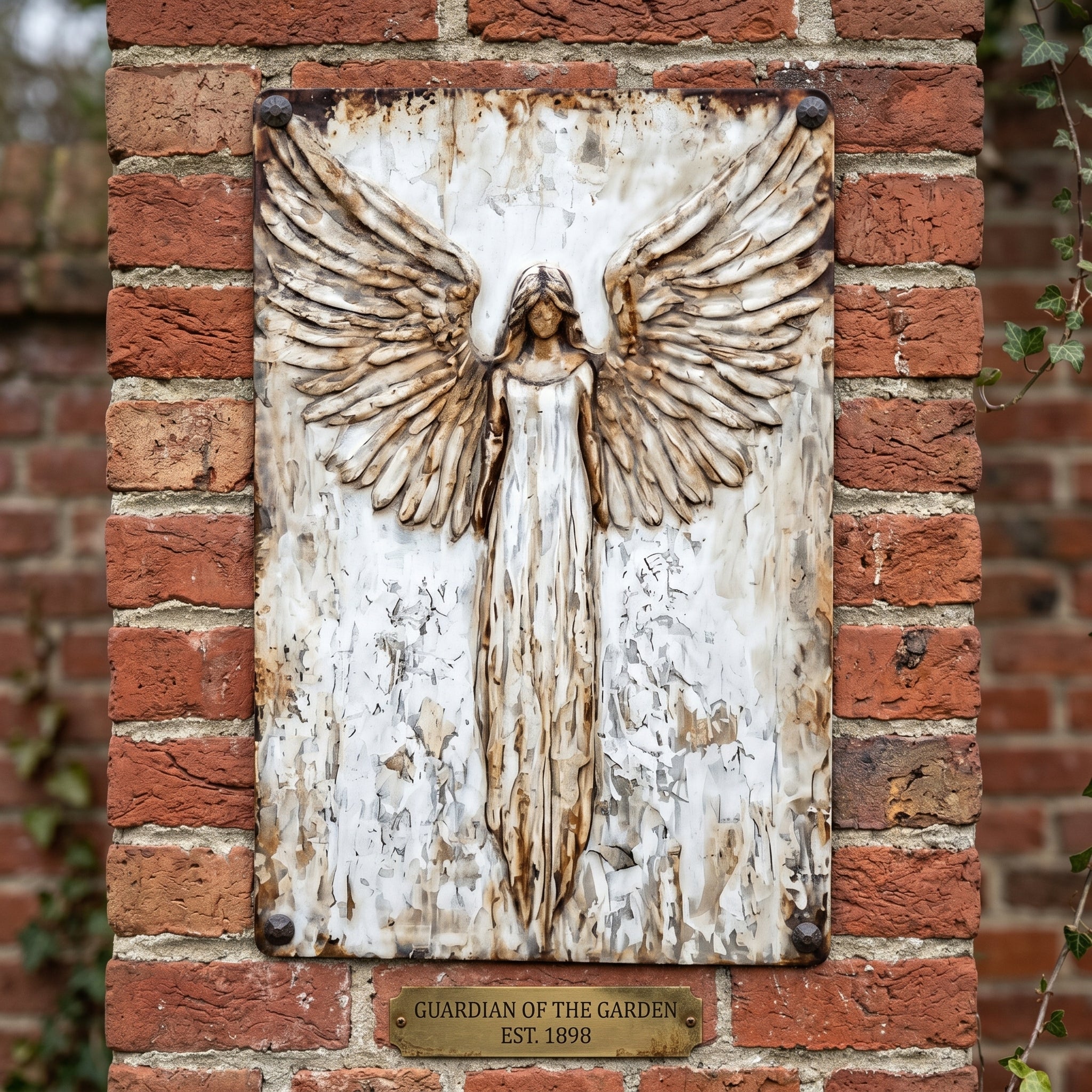🕊️ Rustic Guardian Angel Metal Wall Art